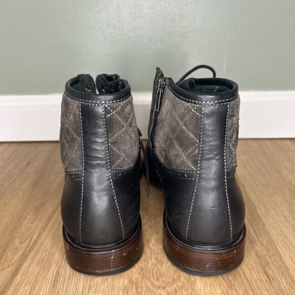 Johnson & Murphy Men’s 8.5 Boot Leather Black Lace Up Zip Quilted Suede Ankle - Picture 6 of 9